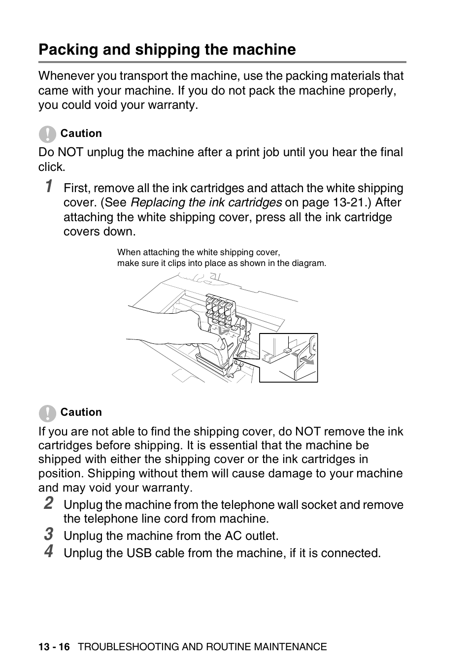 Packing and shipping the machine, Packing and shipping the machine -16 | Nordic Star Products MFC-3420C User Manual | Page 162 / 190