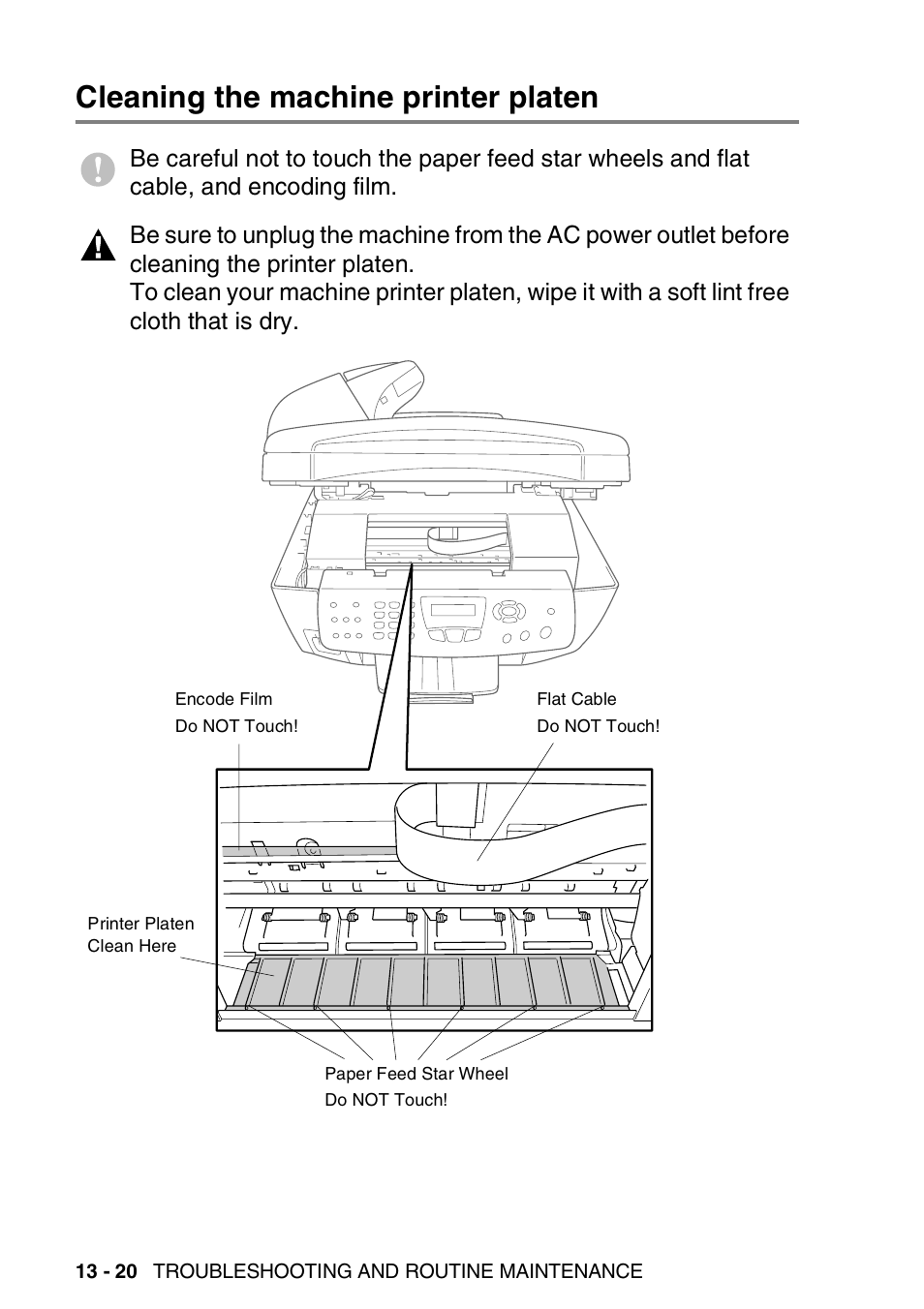Cleaning the machine printer platen, Cleaning the machine printer platen -20 | Nordic Star Products MFC-3420C User Manual | Page 166 / 190