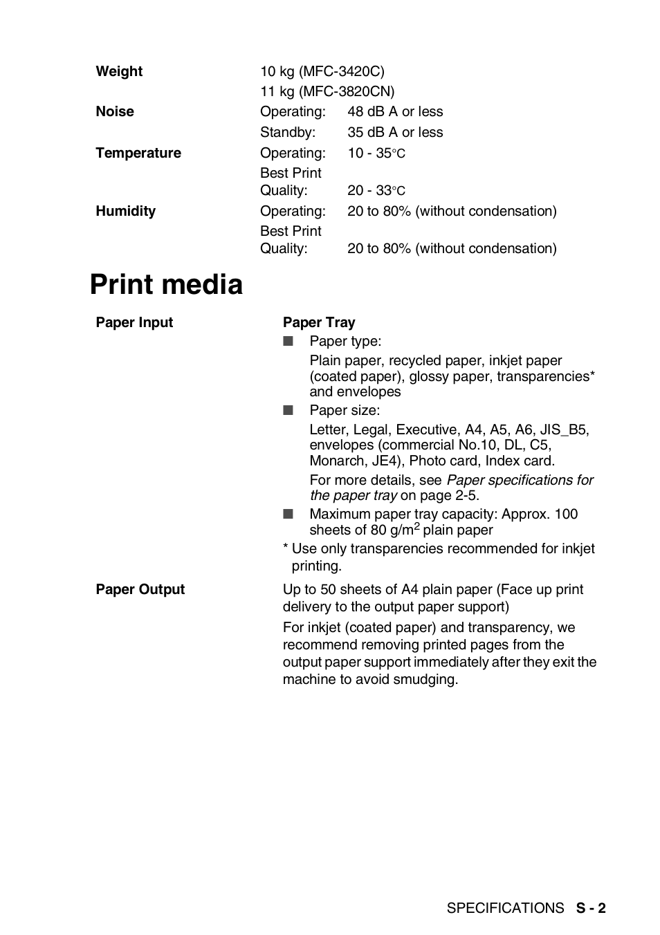 Print media | Nordic Star Products MFC-3420C User Manual | Page 177 / 190
