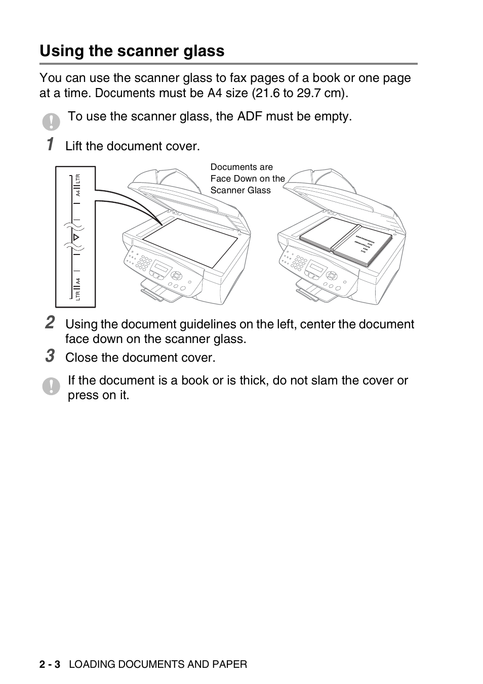 Using the scanner glass, Using the scanner glass -3 | Nordic Star Products MFC-3420C User Manual | Page 34 / 190