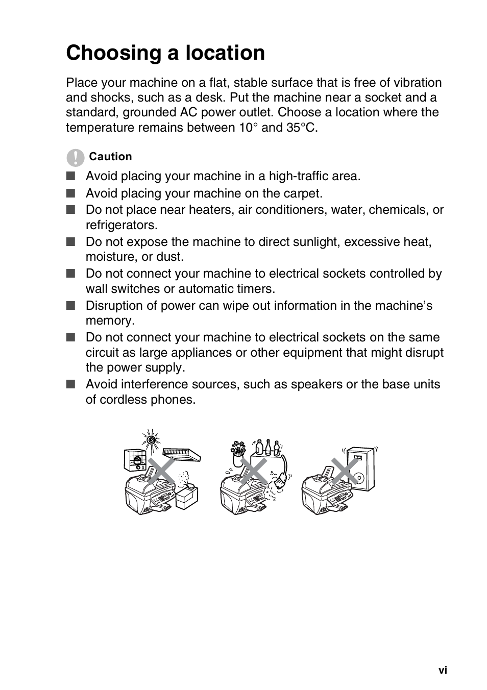 Choosing a location | Nordic Star Products MFC-3420C User Manual | Page 7 / 190