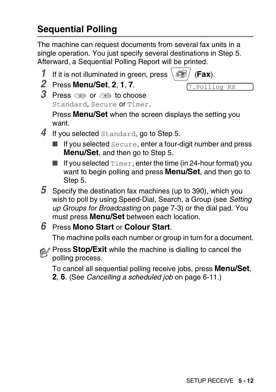 Sequential polling, Sequential polling -12 | Nordic Star Products MFC-3420C User Manual | Page 75 / 190