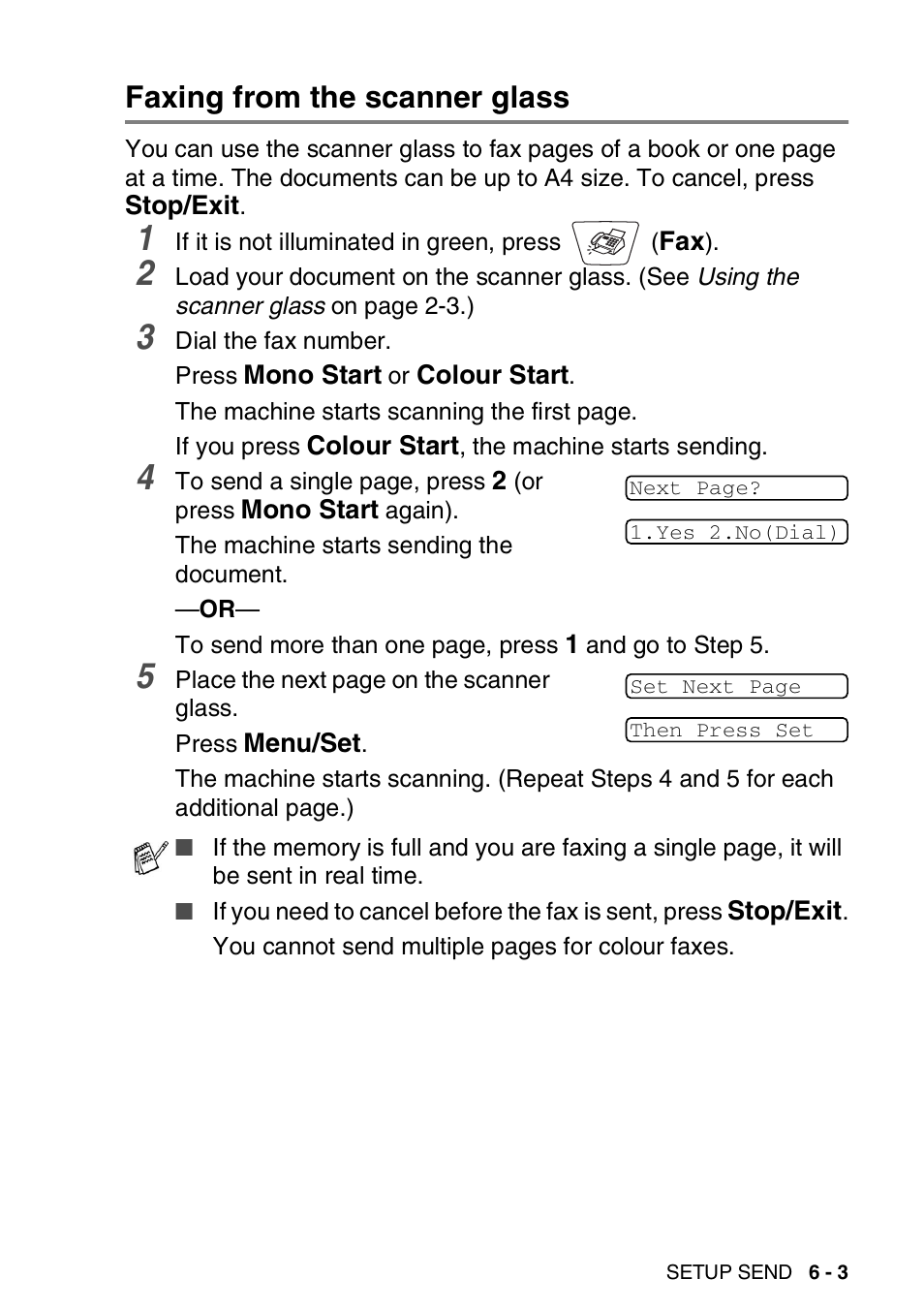 Faxing from the scanner glass, Faxing from the scanner glass -3 | Nordic Star Products MFC-3420C User Manual | Page 79 / 190