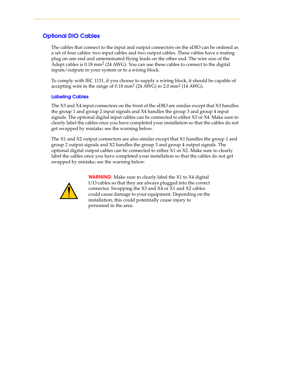 Optional dio cables, Labeling cables | Nortech Systems Adept RS-232/TERM User Manual | Page 110 / 156