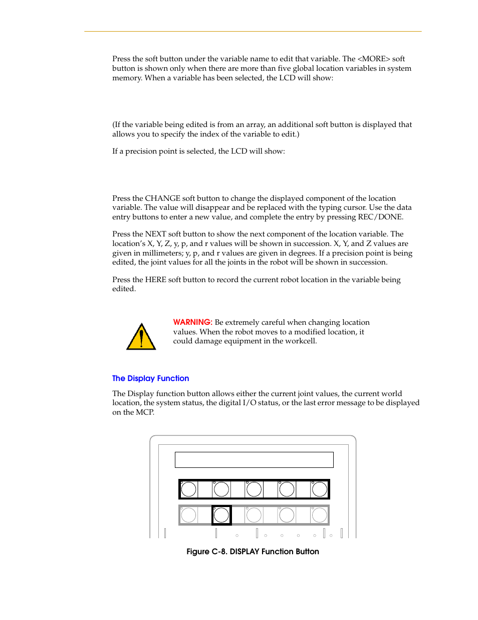 The display function, Figure c-8. display function button | Nortech Systems Adept RS-232/TERM User Manual | Page 135 / 156