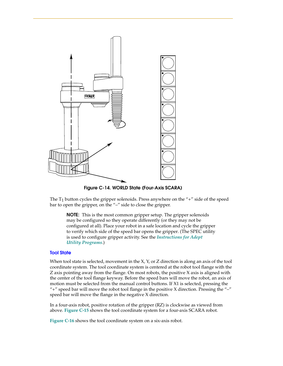 Tool state, Figure c-14. world state (four-axis scara), Figure c-14 | Nortech Systems Adept RS-232/TERM User Manual | Page 144 / 156