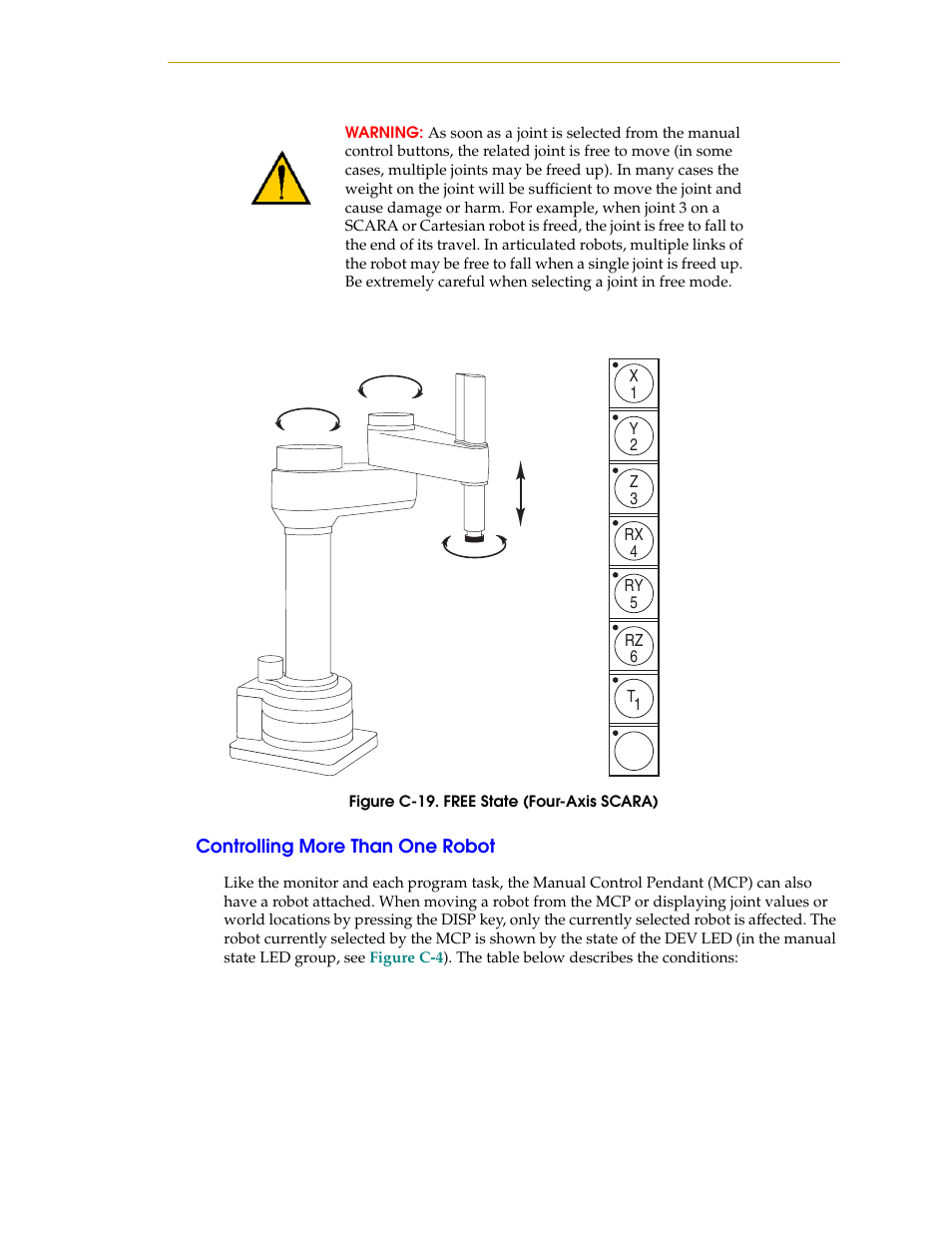 Controlling more than one robot, Figure c-19. free state (four-axis scara) | Nortech Systems Adept RS-232/TERM User Manual | Page 149 / 156