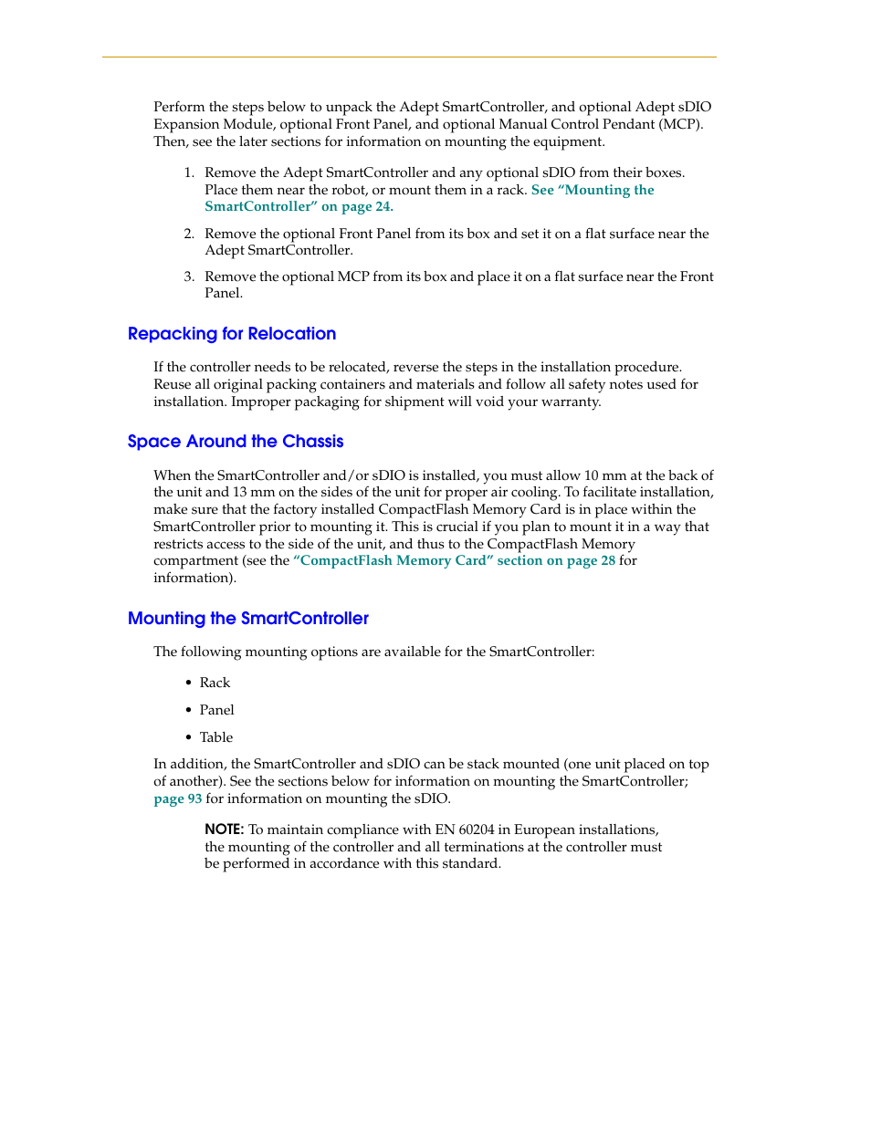 Repacking for relocation, Space around the chassis, Mounting the smartcontroller | Nortech Systems Adept RS-232/TERM User Manual | Page 24 / 156