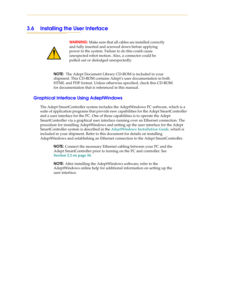 6 installing the user interface, Graphical interface using adeptwindows | Nortech Systems Adept RS-232/TERM User Manual | Page 46 / 156