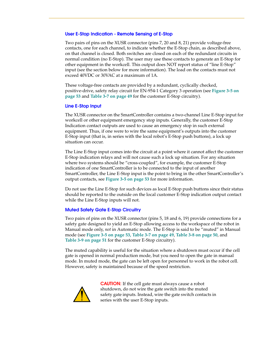 User e-stop indication - remote sensing of e-stop, Line e-stop input, Muted safety gate e-stop circuitry | Nortech Systems Adept RS-232/TERM User Manual | Page 55 / 156