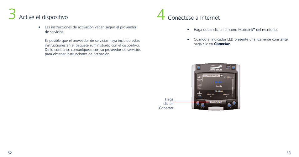 Conéctese a internet, Active el dispositivo | Novatel Wireless OVATION PC720 User Manual | Page 29 / 31