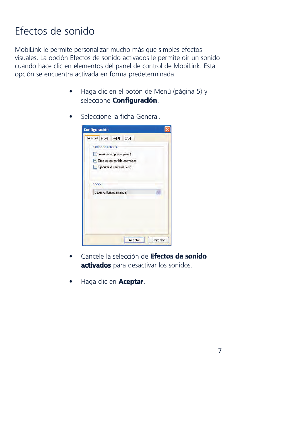 Efectos de sonido | Novatel Wireless MCD3000 User Manual | Page 100 / 130