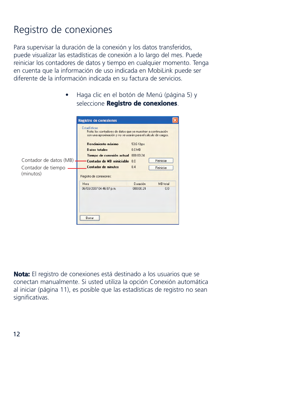 Registro de conexiones | Novatel Wireless MCD3000 User Manual | Page 105 / 130