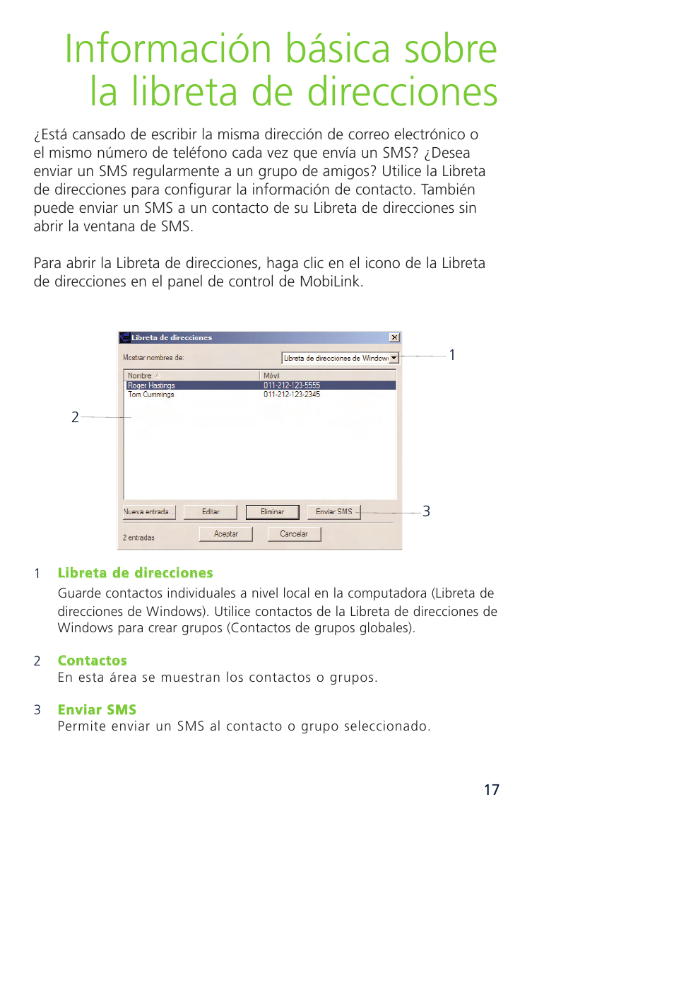 Información básica sobre la libreta de direcciones | Novatel Wireless MCD3000 User Manual | Page 110 / 130