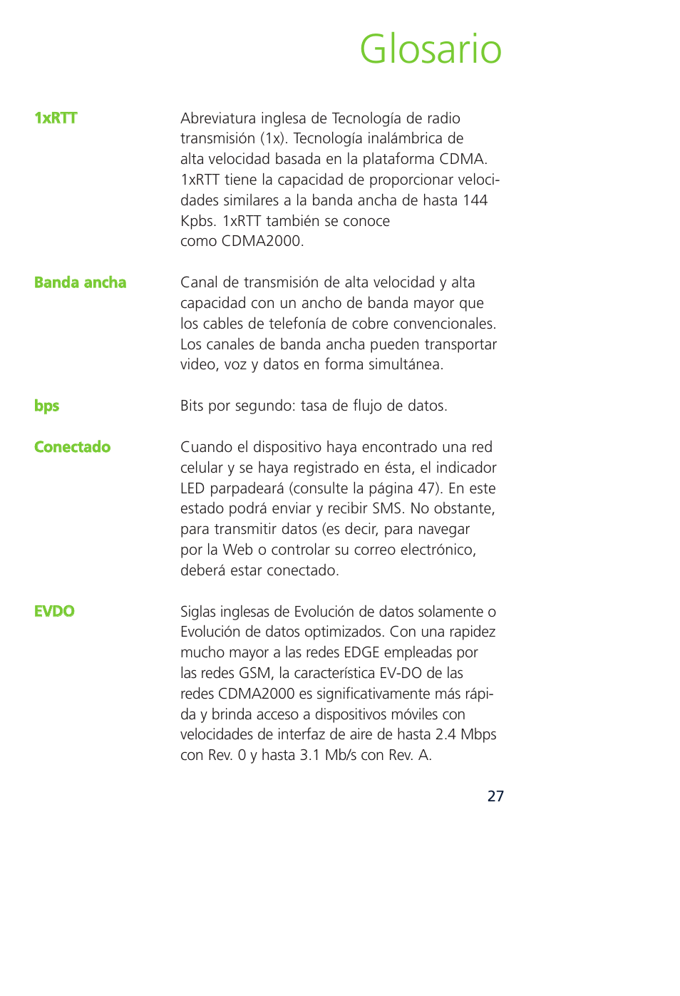 Glosario | Novatel Wireless MCD3000 User Manual | Page 120 / 130