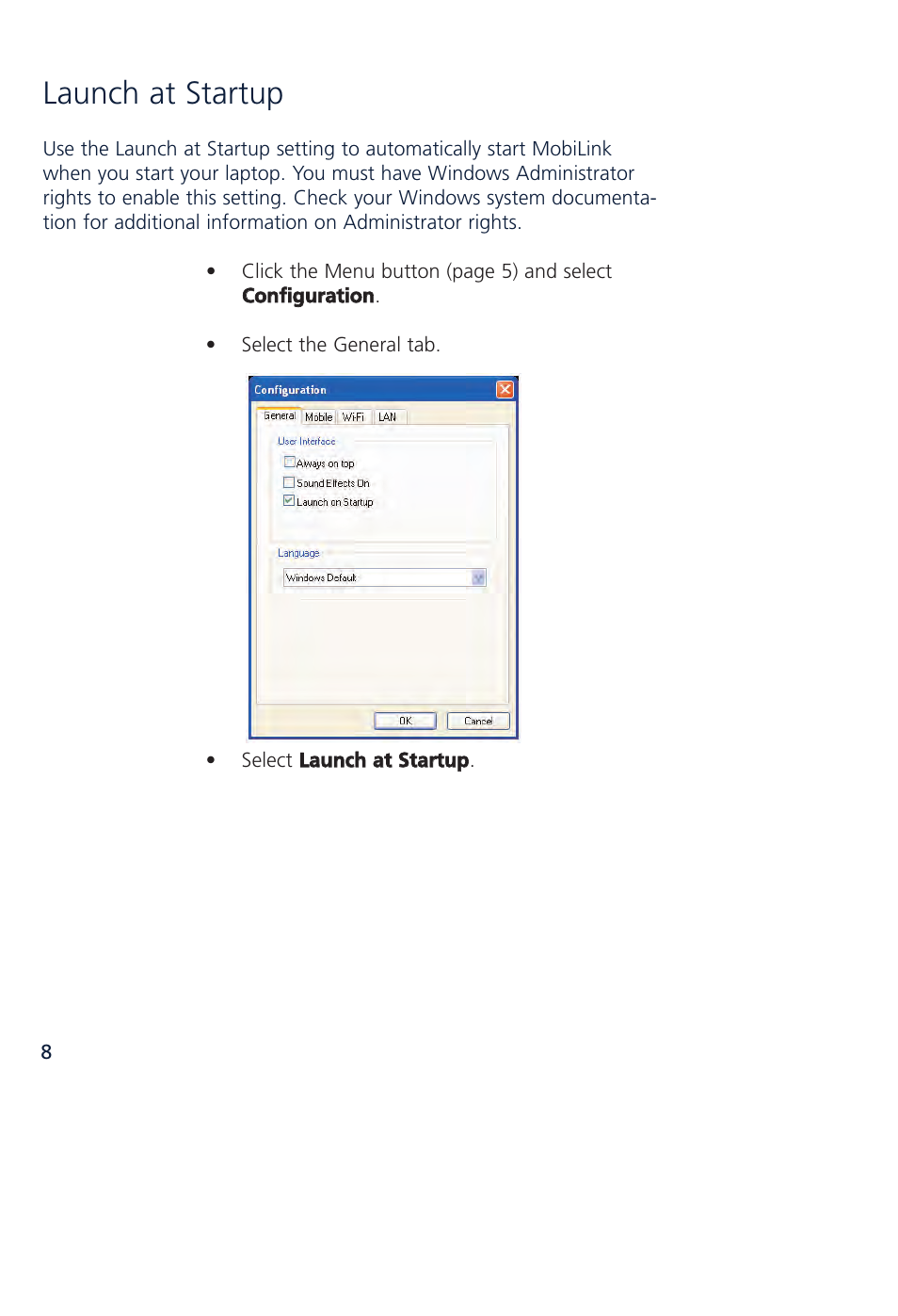 Launch at startup | Novatel Wireless MCD3000 User Manual | Page 15 / 130