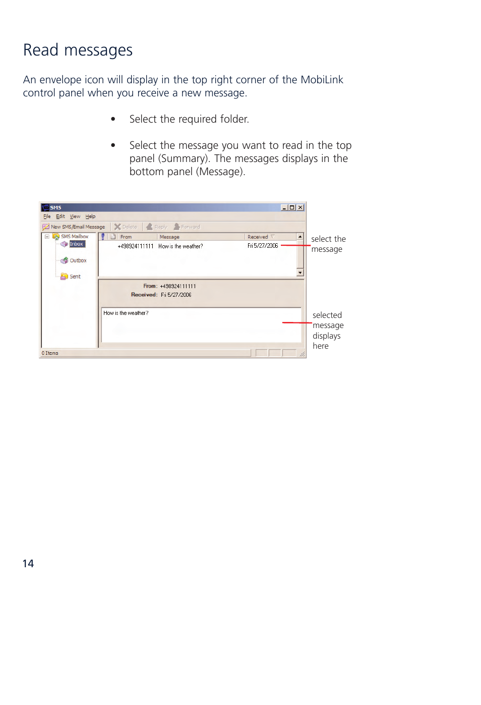 Read messages | Novatel Wireless MCD3000 User Manual | Page 21 / 130