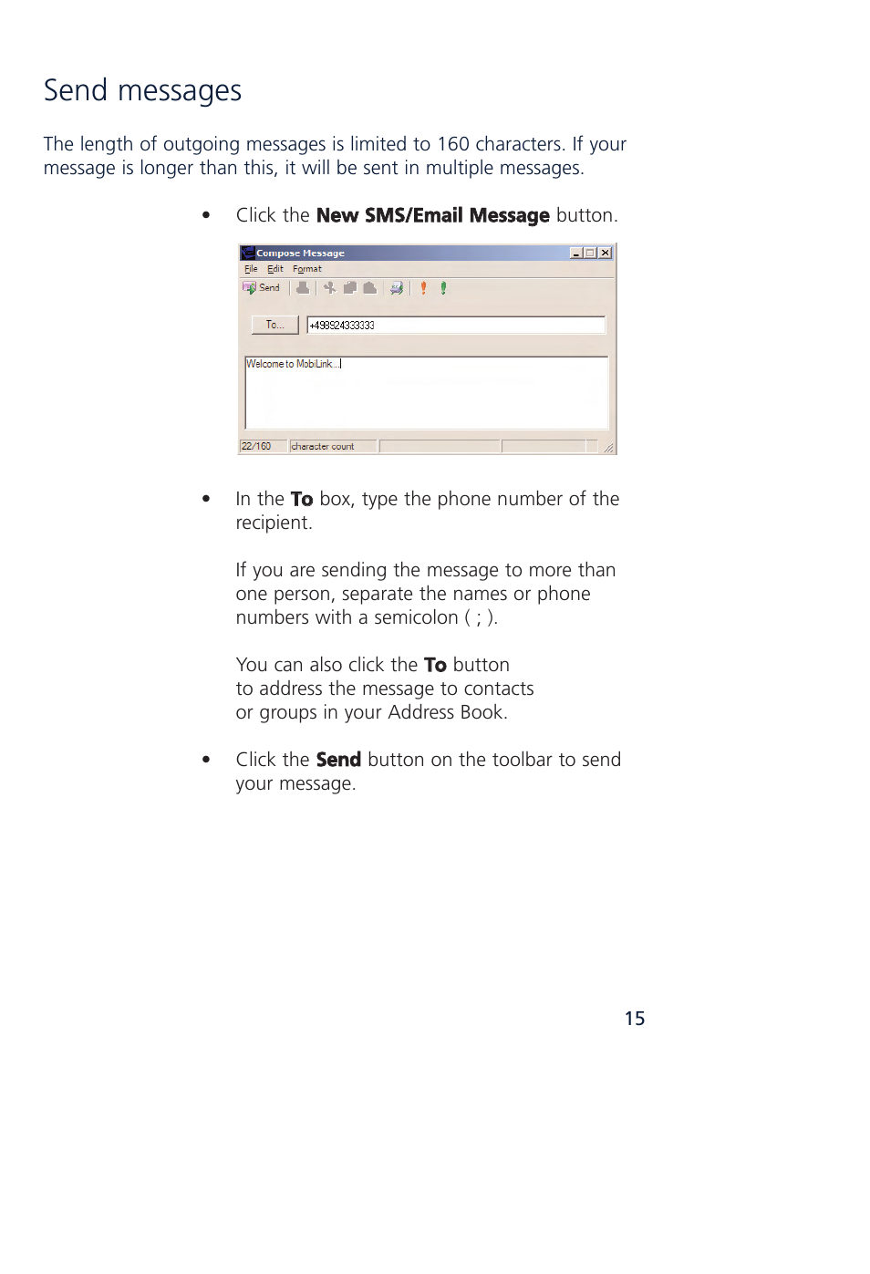 Send messages | Novatel Wireless MCD3000 User Manual | Page 22 / 130