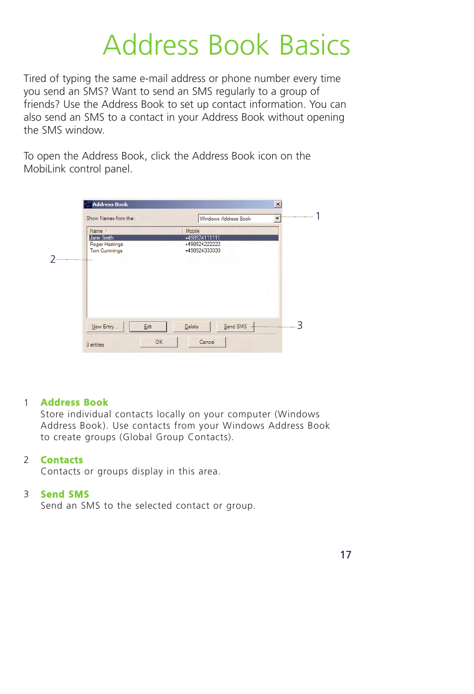 Address book basics | Novatel Wireless MCD3000 User Manual | Page 24 / 130