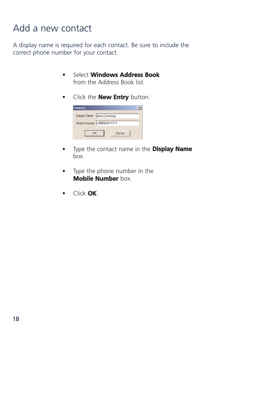 Add a new contact | Novatel Wireless MCD3000 User Manual | Page 25 / 130