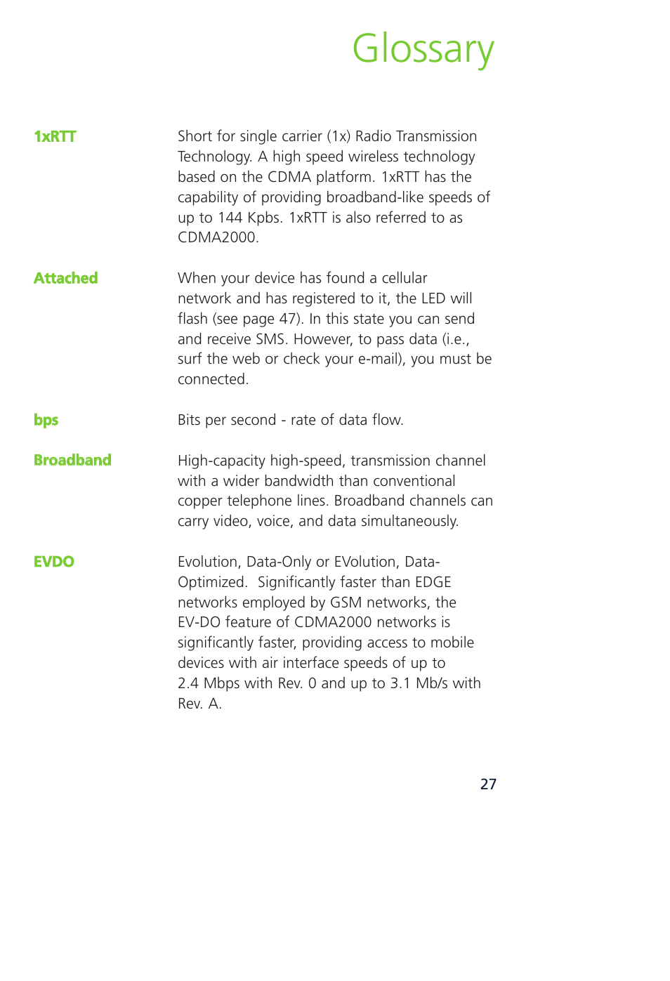 Glossary | Novatel Wireless MCD3000 User Manual | Page 34 / 130