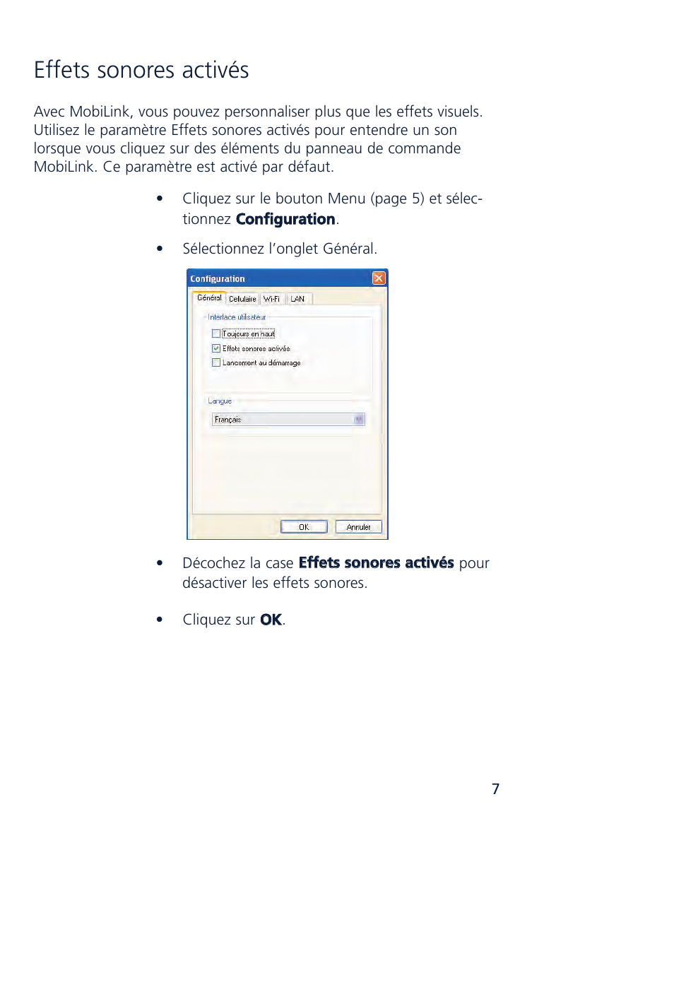 Effets sonores activés | Novatel Wireless MCD3000 User Manual | Page 57 / 130