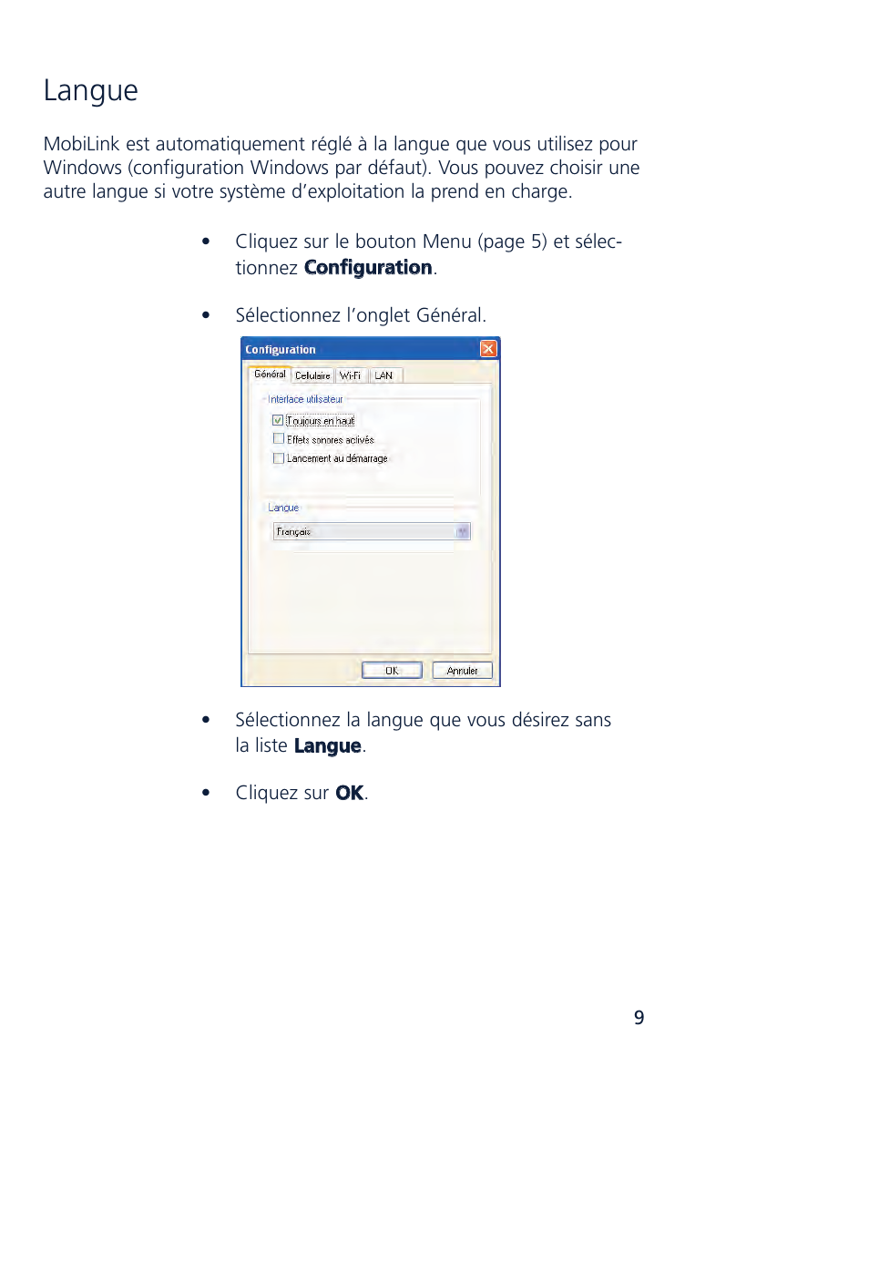 Langue | Novatel Wireless MCD3000 User Manual | Page 59 / 130