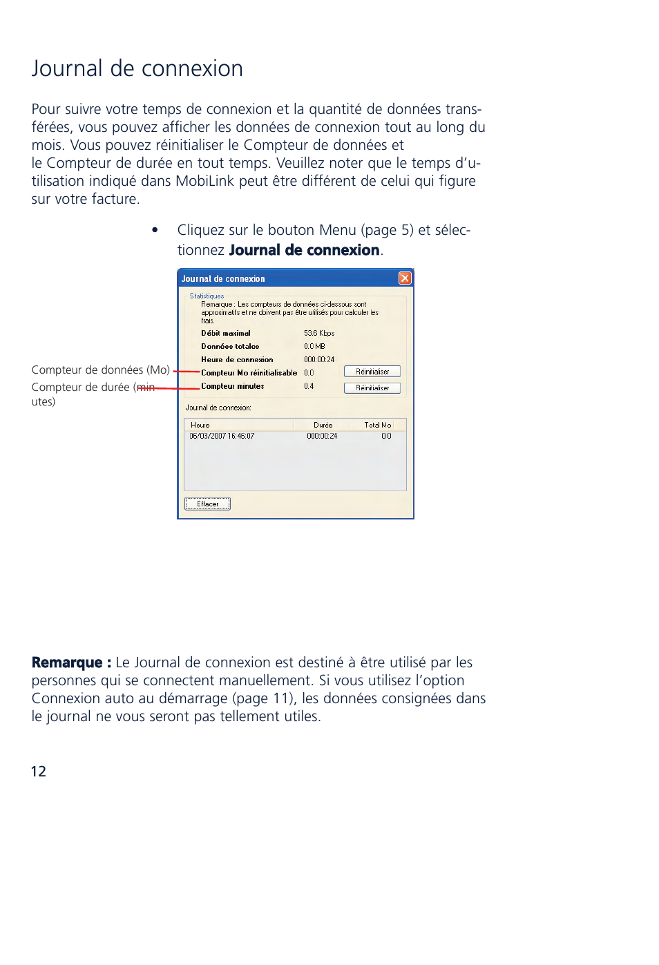 Journal de connexion | Novatel Wireless MCD3000 User Manual | Page 62 / 130