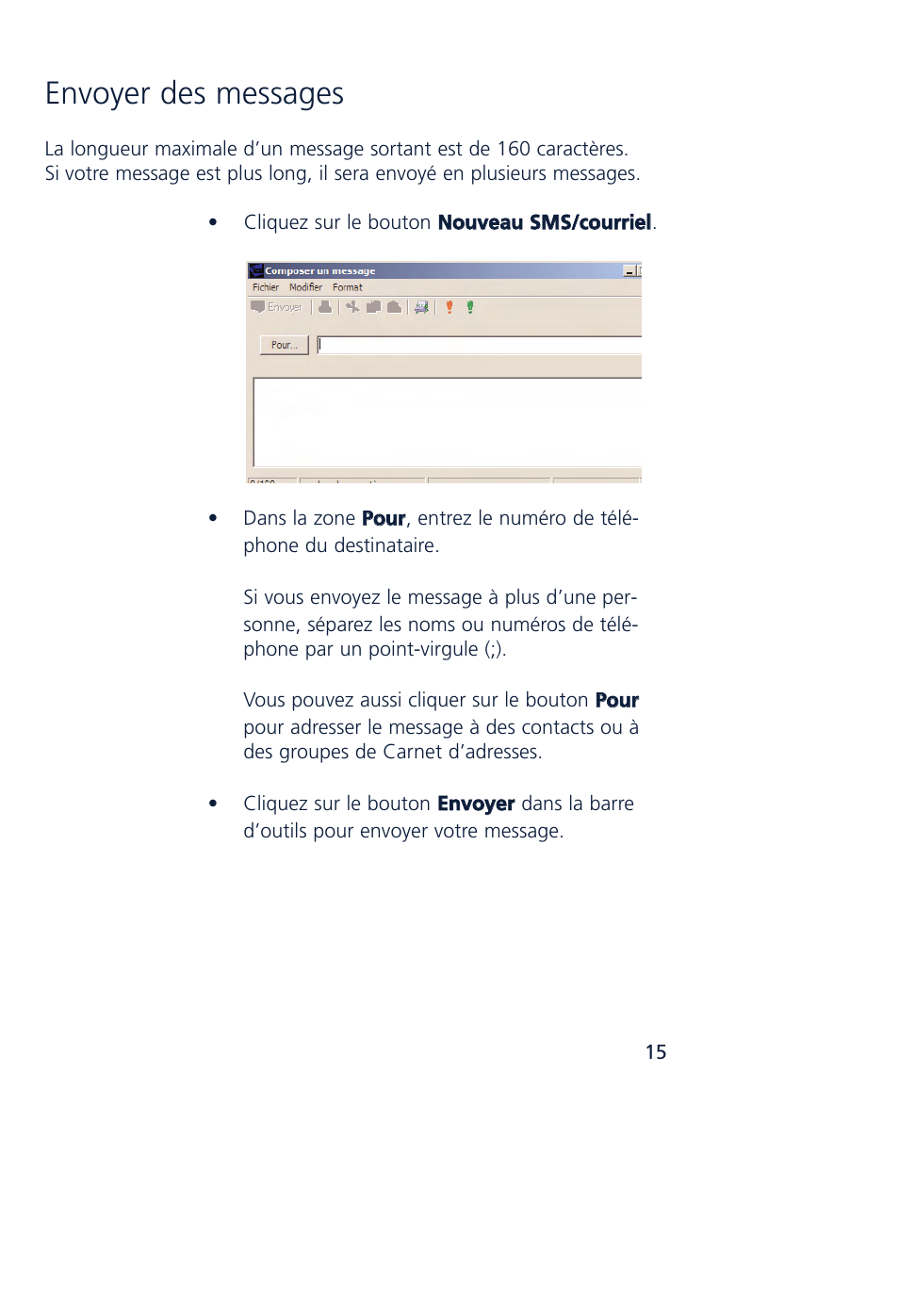 Envoyer des messages | Novatel Wireless MCD3000 User Manual | Page 65 / 130