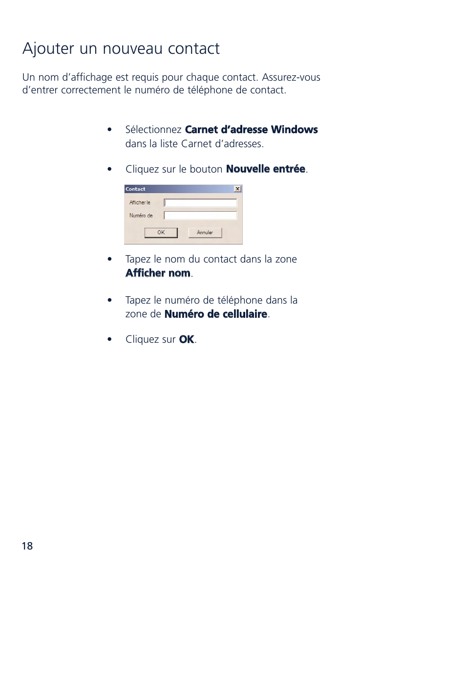 Ajouter un nouveau contact | Novatel Wireless MCD3000 User Manual | Page 68 / 130