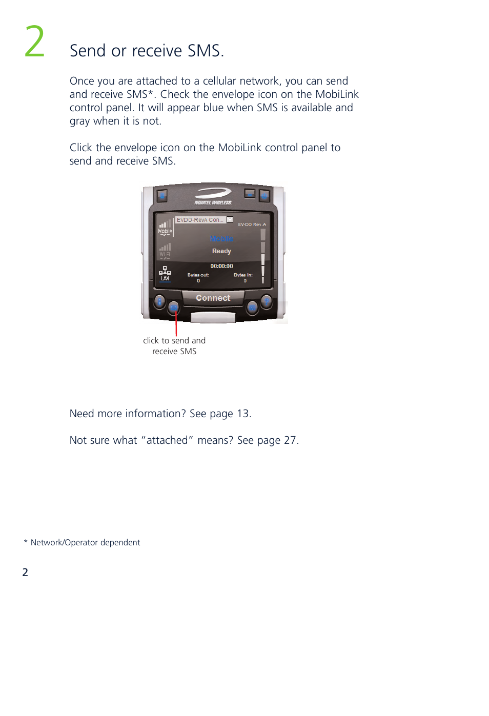 Send or receive sms | Novatel Wireless MCD3000 User Manual | Page 9 / 130