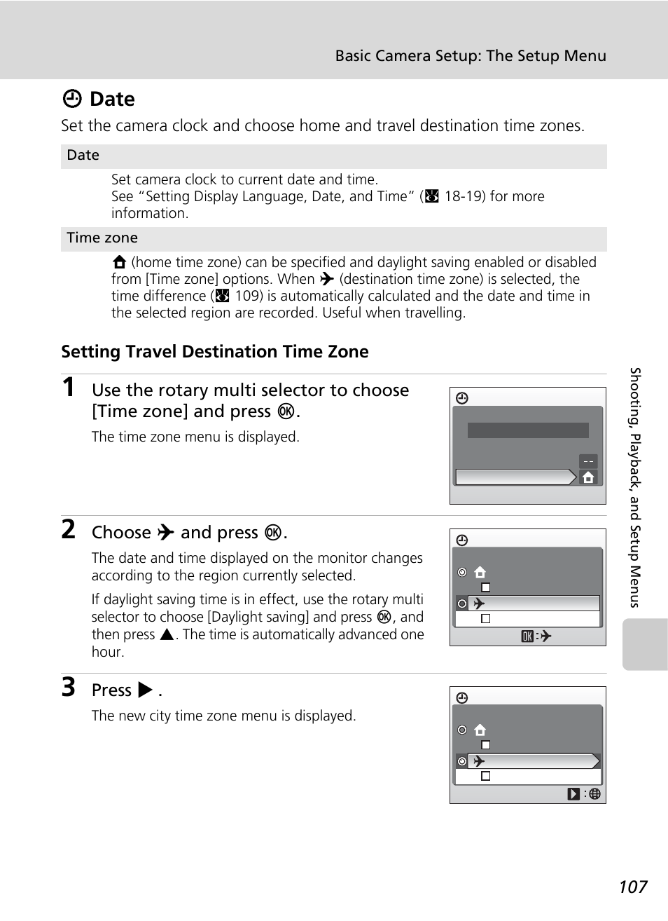 Date, Wdate | Nikon S51c User Manual | Page 121 / 191