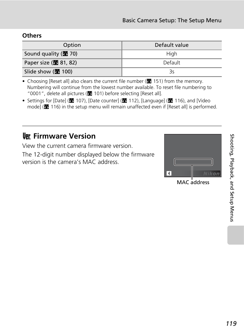 Firmware version, Bfirmware version | Nikon S51c User Manual | Page 133 / 191