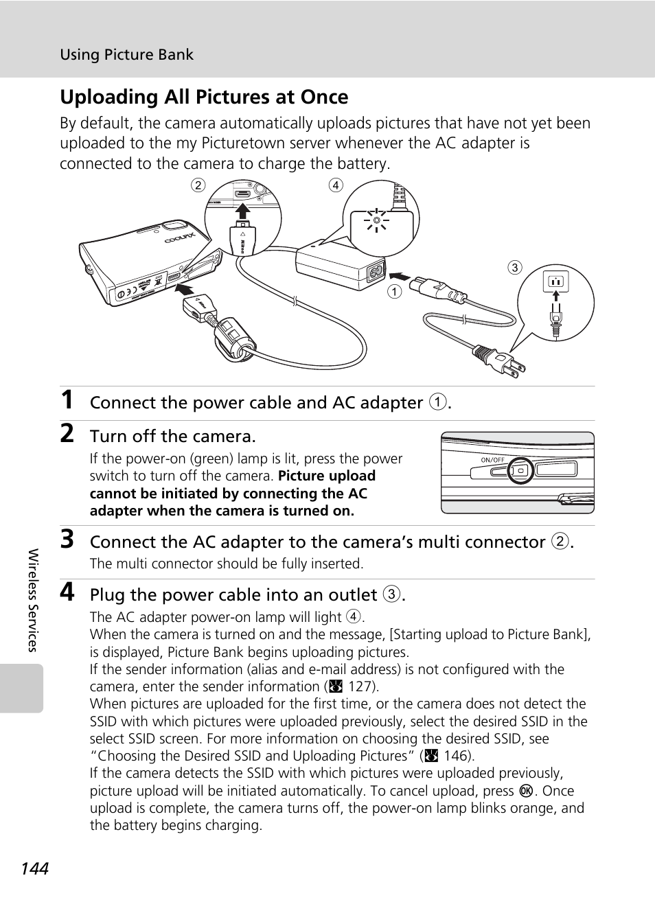 Uploading all pictures at once, 44), qu | Nikon S51c User Manual | Page 158 / 191