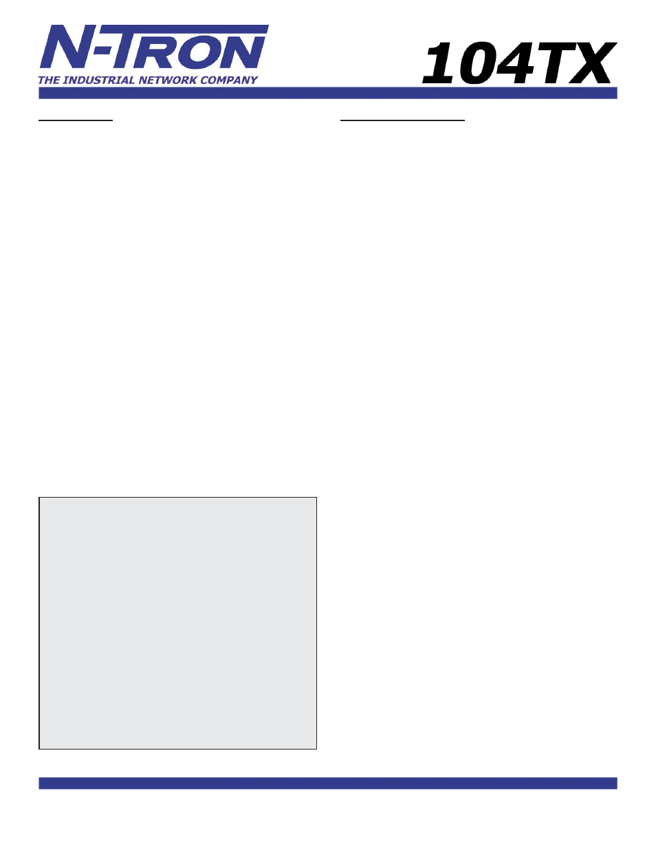 Benefits specifications | N-Tron 104TX User Manual | Page 2 / 2