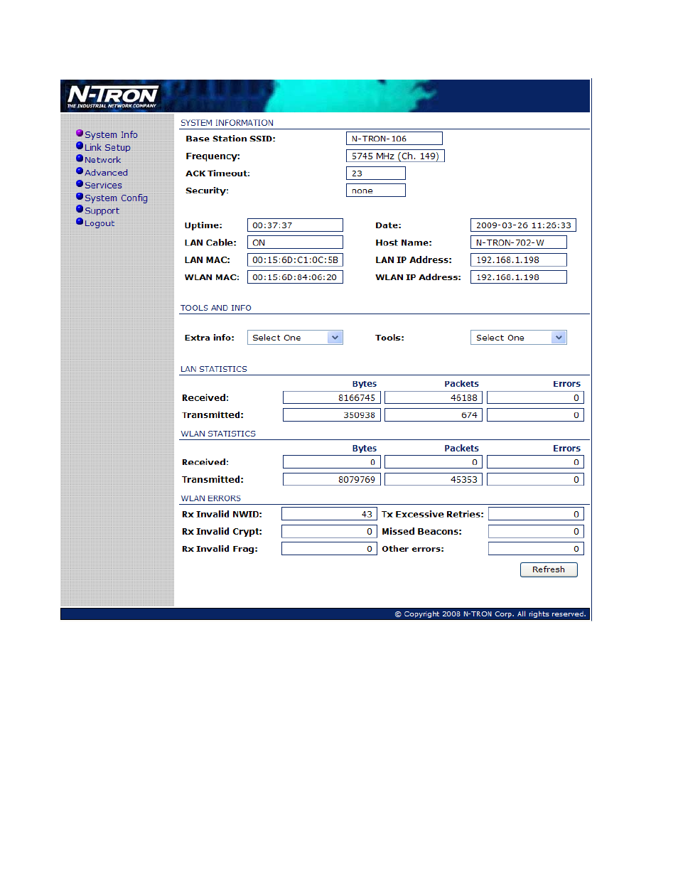 System info page | N-Tron 702M12-W User Manual | Page 19 / 52