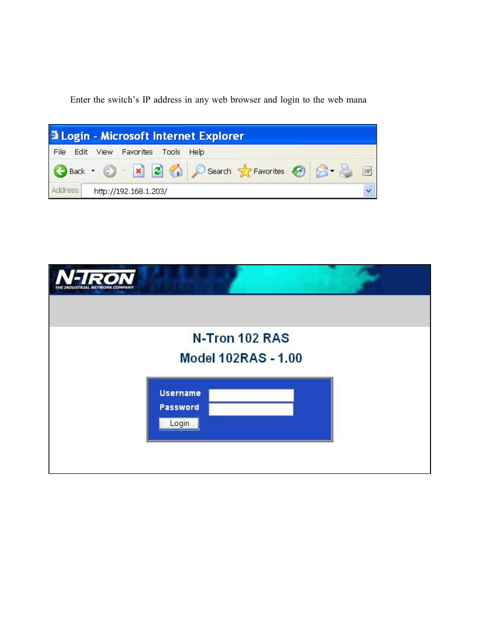 Software configuration, Web management | N-Tron 102RAS User Manual | Page 18 / 30