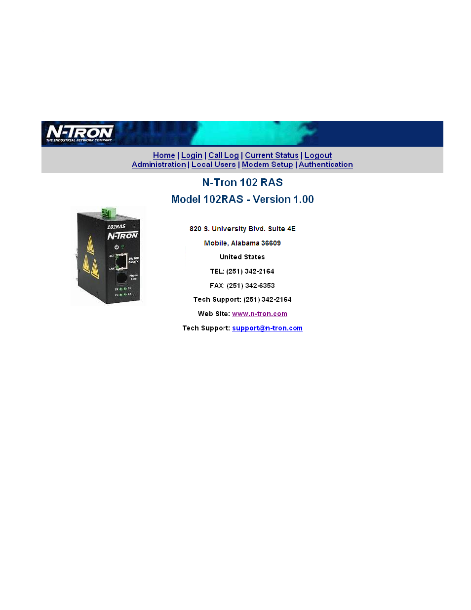 Web management - home | N-Tron 102RAS User Manual | Page 19 / 30