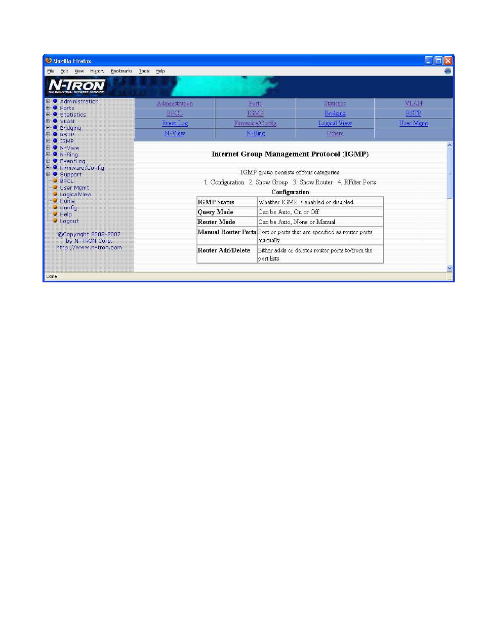 Help – igmp | N-Tron Ntron 7014FX2 User Manual | Page 84 / 145