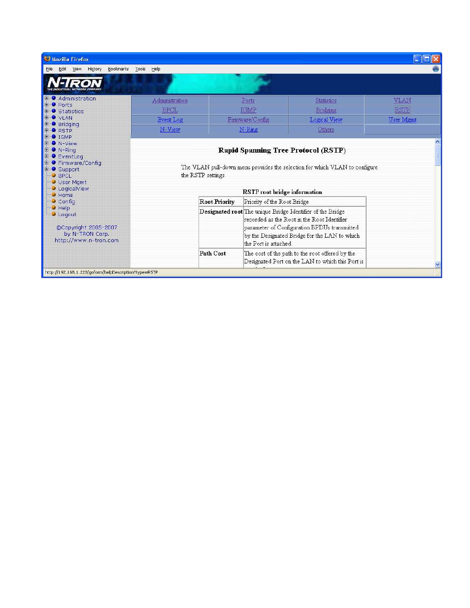 Help – rstp | N-Tron Ntron 7014FX2 User Manual | Page 86 / 145