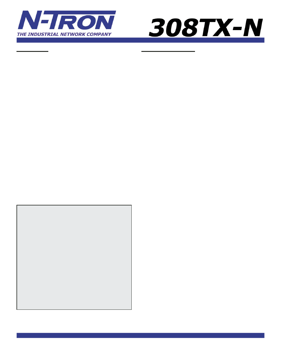 Benefits specifications | N-Tron 308TX-N User Manual | Page 2 / 2