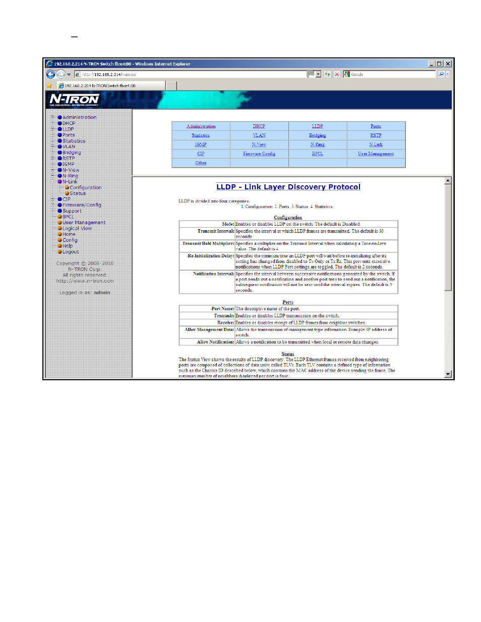 Help – lldp | N-Tron 708M12 User Manual | Page 110 / 156