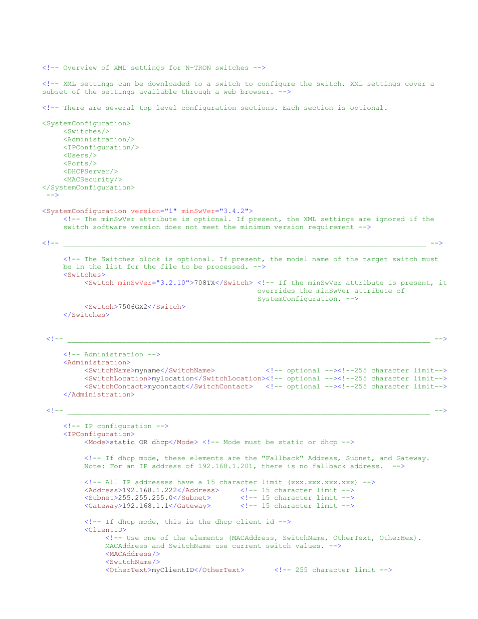 Appendix a. xml settings file example | N-Tron 708M12 User Manual | Page 153 / 156