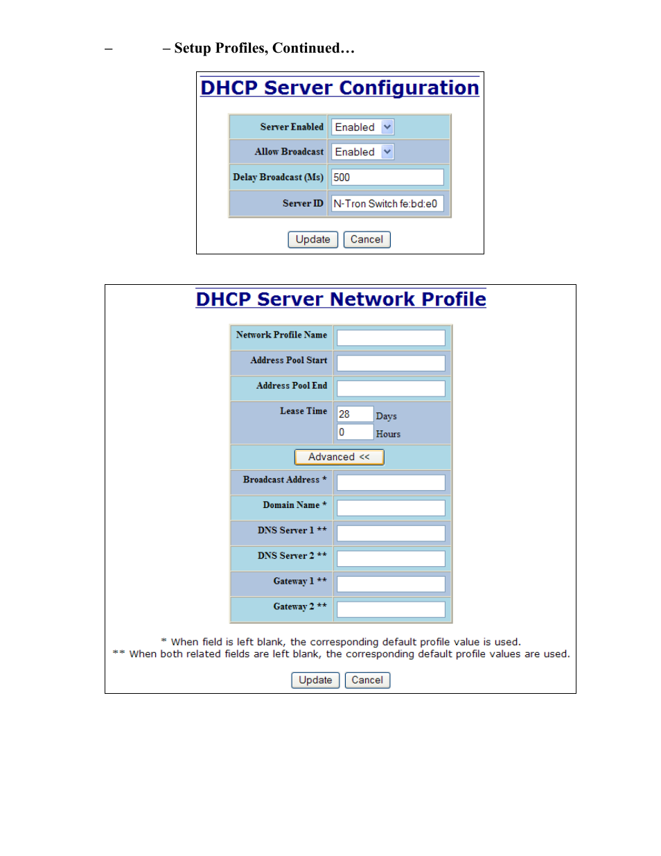 Dhcp – server – setup profiles, continued | N-Tron 708M12 User Manual | Page 33 / 156