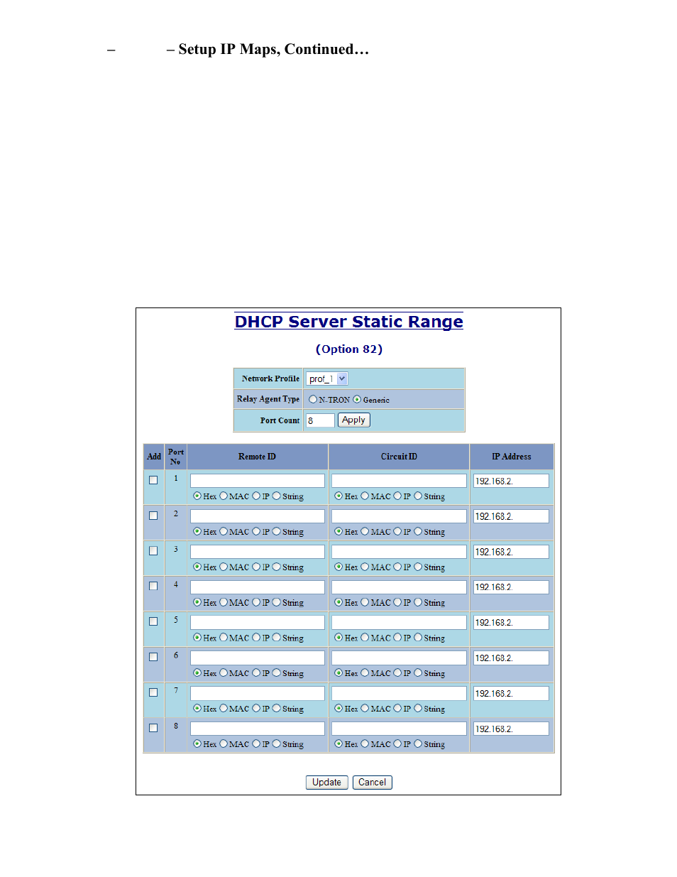 Dhcp – server – setup ip maps, continued | N-Tron 708M12 User Manual | Page 37 / 156