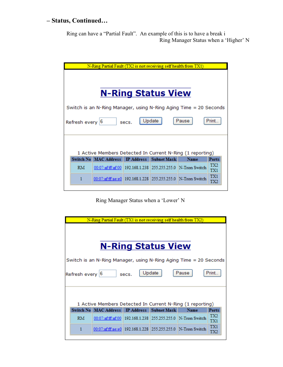 N-ring – status, continued | N-Tron 708M12 User Manual | Page 87 / 156