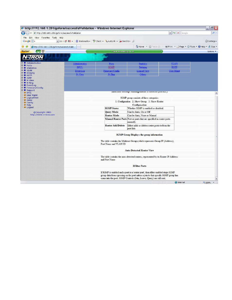 Help – igmp | N-Tron 9000 Series User Manual | Page 79 / 138