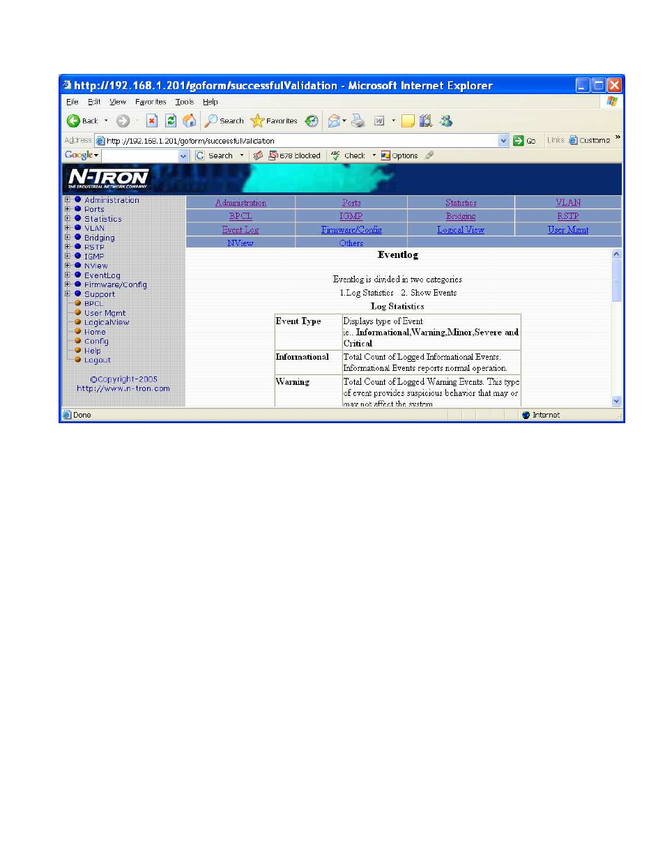 Help – event log | N-Tron 9000 Series User Manual | Page 82 / 138