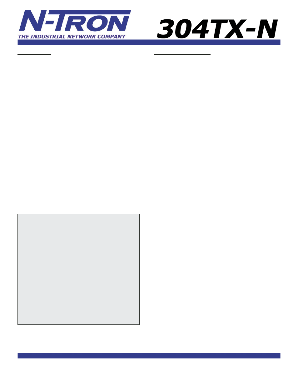 Benefits specifications | N-Tron 304TX-N User Manual | Page 2 / 2
