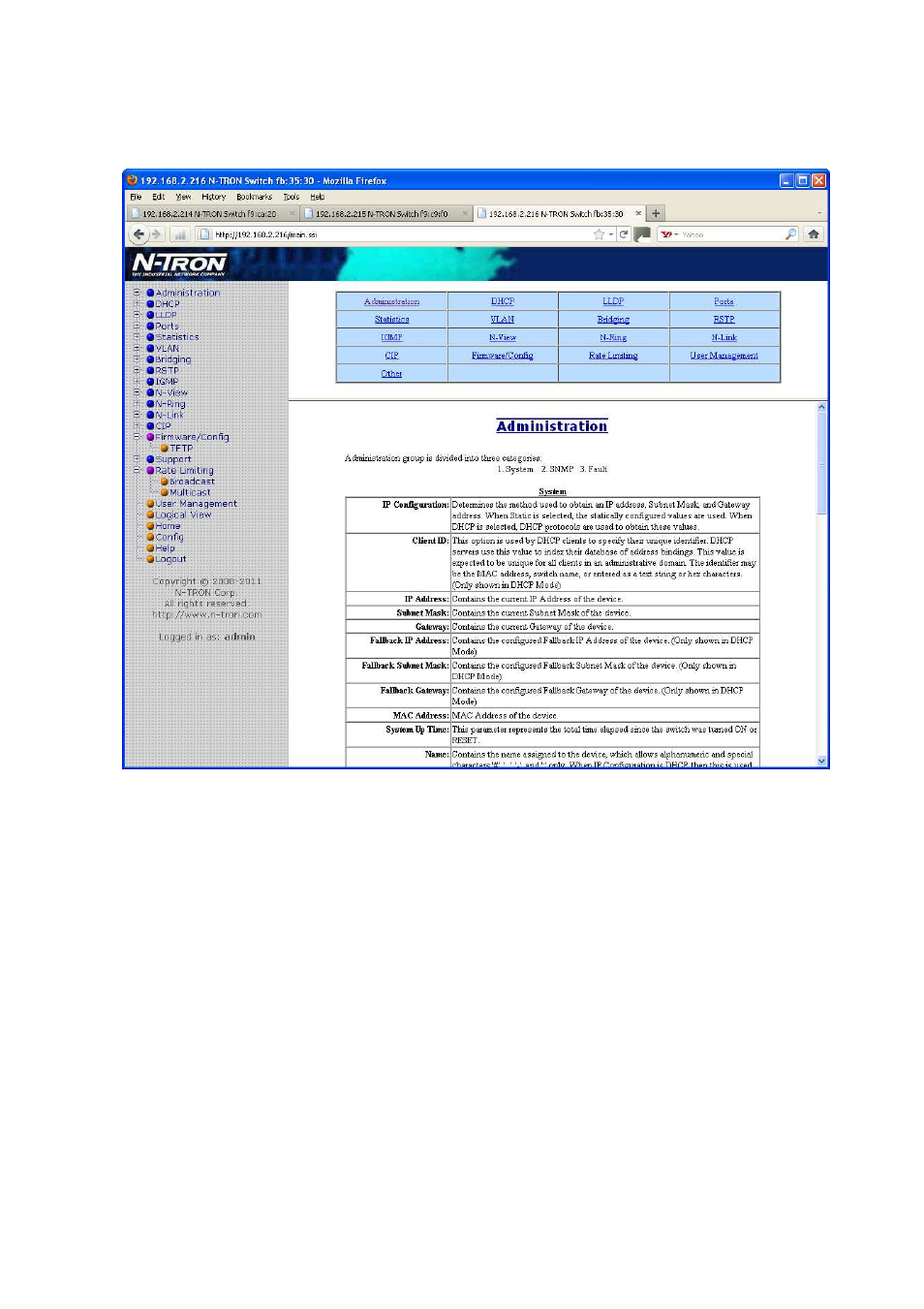 Help – administration | N-Tron 710FX2 User Manual | Page 121 / 170